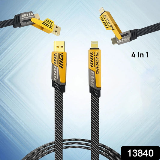 4 In 1 Fast Charging Cable With Multiport Usb-c To Type C Usb-c To Lightning (1 Pc)